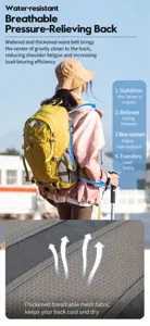 Outdoor travel mountaineering backpack with breathable mesh design and ergonomic burden relief.