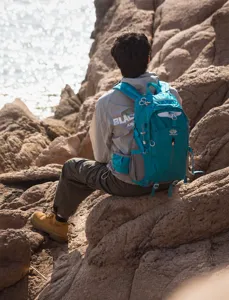 Outdoor travel backpack large capacity cyan hiking daypack for camping sports leisure