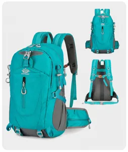Large capacity outdoor travel hiking backpack sports camping multi-functional lake blue bag