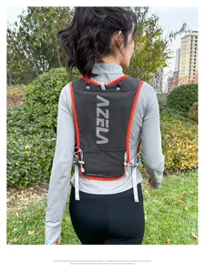 Leichte Marathon Lauf Trinkweste Detailansicht, 5L Outdoor Sport Rucksack in Grau.
