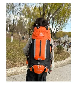 AZELA 60L large capacity outdoor hiking backpack, waterproof travel rucksack for sports.
