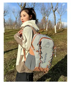 Outdoor hiking mountaineering sports backpack with large capacity and multi-functional design for travel.