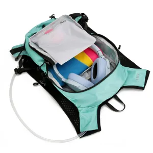 Leichter Marathon Lauf-Trinkrucksack in Türkis mit integriertem Schlauch and Staufächern.