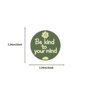 Round positive motivational quote sticker with green background for DIY craft decoration.