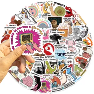 Waterproof graffiti stickers set, funny meme decals for laptop, phone case and skateboard.