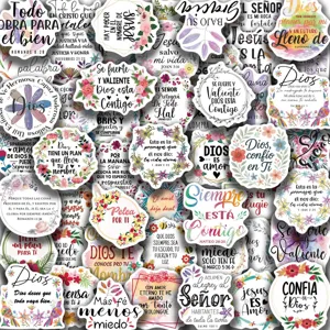 50pcs Spanish Christian motivational quote waterproof stickers for luggage water bottle laptop.
