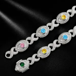 Herren Hip Hop Eismandierte Halskette 15mm Unendlichkeit Auge Design mit bunten Zirkoniasteinen.