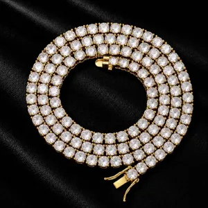 Men hip hop tennis chain 5mm brass cubic zirconia necklace stylish sparkling jewelry accessory