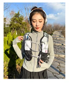Running hydration vest backpack for outdoor sports, marathon, hiking, and cycling.