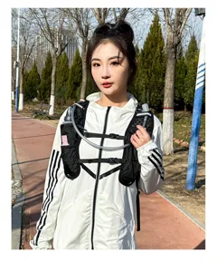 Black outdoor sports hydration backpack with water tubes for running, marathon and cycling.