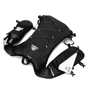 Black running hydration backpack for mountain biking, marathon and outdoor sports.