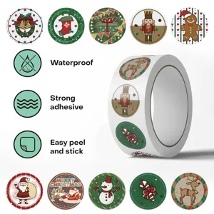 Christmas cartoon roll stickers waterproof self-adhesive label roll for gift sealing holiday decor