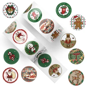 Christmas stickers rolls cute cartoon Santa snowman holiday gift sealing labels 500pcs