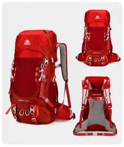 Azela roter Outdoor-Wanderrucksack, große Kapazität, wasserabweisender Trekkingrucksack für Sport.