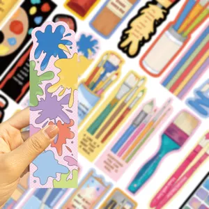 Creative colorful paint splatter bookmark pink polka dot student gift reading stationery detail