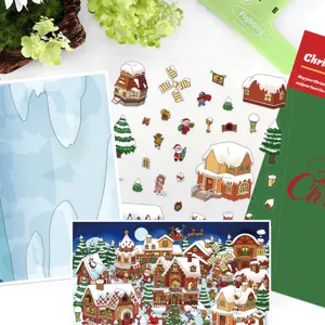 4pcs Christmas town 3D landscape stickers DIY stereo cabin puzzle craft decor set