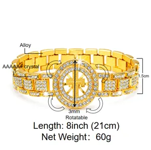 Gros plan du bracelet croix rotatif hip-hop pour homme avec cristal AAAAA+ et alliage.