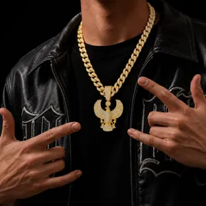 Hommes Hip Hop Or Aigle Égyptien Pendentif Chaîne Cubaine Collier Bijoux Tendance
