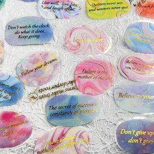 Gold foil journaling stickers, transparent PET waterproof decorative sticker pack with quotes.