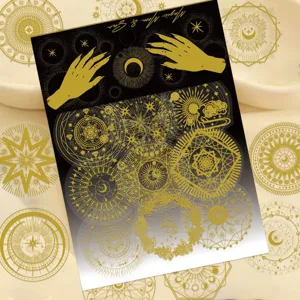 Gold foil mystical sticker pack transparent PET celestial moon sun journal DIY art supply