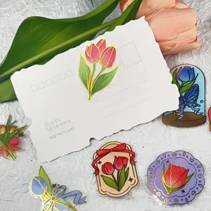 Gold stamping tulip journal stickers pack transparent PET DIY decorative stickers detail view