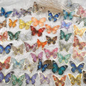 Gold foil butterfly journal sticker pack, waterproof transparent PET material for DIY scrapbooking.