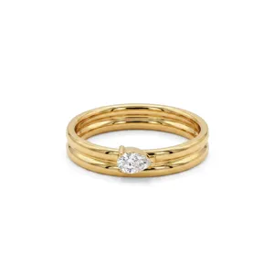 Minimalist pear-cut diamond stacked gold ring for elegant daily commute fashion jewelry