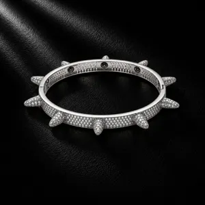 Herren Hip Hop Pavé Zirkon Spike Armreif Punk Metall Armband Modeschmuck Geschenk