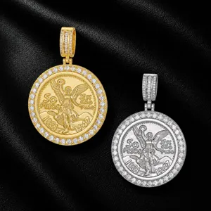 Mexicaanse 50 Pesos munt hanger ketting, hip hop koperen zirkonia sieraden top