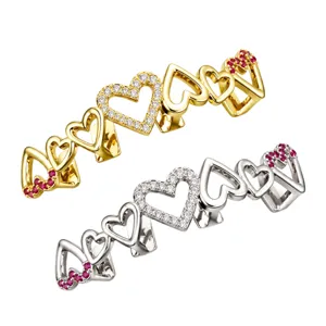 Hip hop heart grillz teeth jewelry set gold and silver zircon dental accessories main