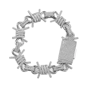 Hip hop punk style iced out barbed wire chain bracelet for men fashion jewelry main