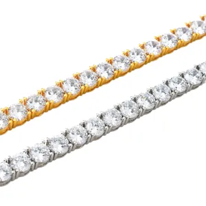 Hip hop 5mm tennis chain necklace for men, sparkling zircon crystal bling jewelry items.