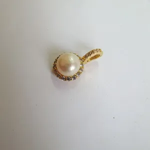 Pearl pendant clasp DIY jewelry accessory connector with gold tone micro pave zirconia