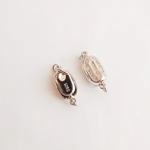 Koumpi asimenio S925 micro pave oval me ravdi gia DIY kolie kai vrachiolia cheiropoiita