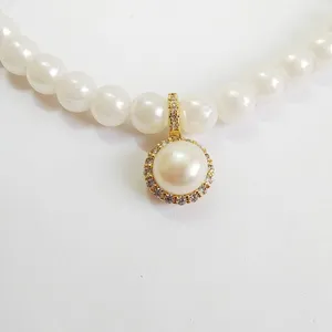 DIY pearl necklace pendant bail gold plated micro pave rhinestone jewelry clasp finding