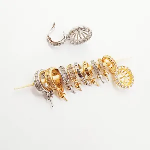 DIY 18K Gold Plated Zircon Universal Clasp Bead Tray Pendant Jewelry Findings