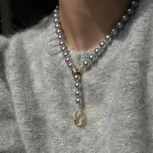 DIY pearl necklace metal clasp sweater chain jewelry accessory fashion elegant design lovely style