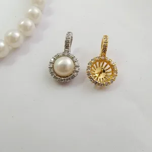 DIY jewelry findings pearl necklace pendant bail connector gold and silver micro pave clasp parts
