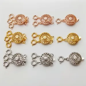 DIY Sonnenblume Ajourierte Mehrschichtige Halskette Verschluss Vergoldetes Kupfer Armband Verbinder Handwerk Zubehör