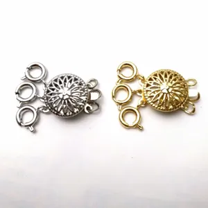 Detailansicht mehrsträngiger Kettenverschluss, hohles Sonnendesign, DIY Schmuckzubehör.