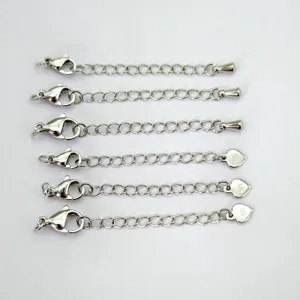 Silver plated extension chain lobster clasp necklace bracelet jewelry findings set