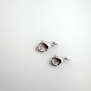 Stainless steel lobster claw clasps for jewelry making, perfect for necklaces and bracelets.