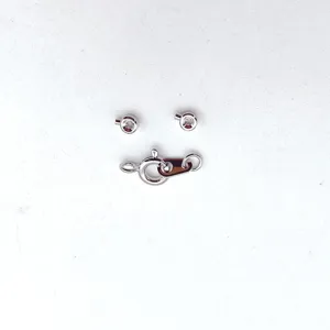 Stainless steel spring ring clasp detail, durable jewelry findings for DIY necklaces and bracelets.