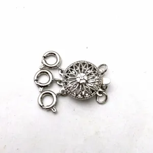 DIY mehrsträngiger Halskettenverschluss, silberner runder Blumenverbinder für Schmuck.