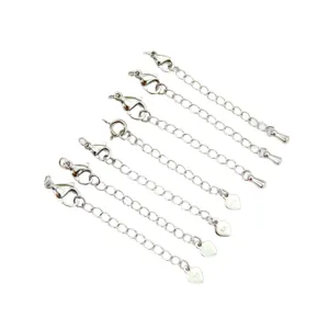 Stainless steel extension chains with lobster clasps, durable jewelry making findings.