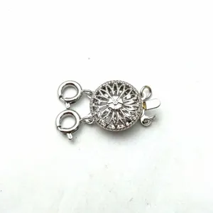 Detailansicht der mehrreihigen runden hohlen Sonnenblumen DIY Schmuckschließe, silber.