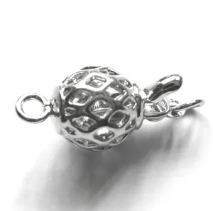 Chiusura per collana in metallo argento sfera cava accessori per gioielli DIY per perle.