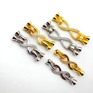 Mikro-Pave Zirkon Unendlichkeit Form Perle Halskette Verschluss DIY Schmuck Funde