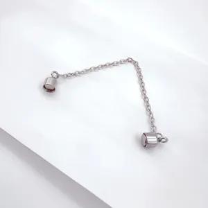 Stainless steel magnetic jewelry clasp chain extender for necklaces and bracelets.