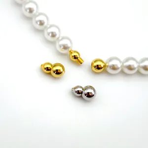 Pearl necklace screw clasp, 18K gold plated gourd design clasp for DIY jewelry making.